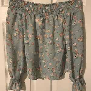 Off the Shoulder Flower Shirt